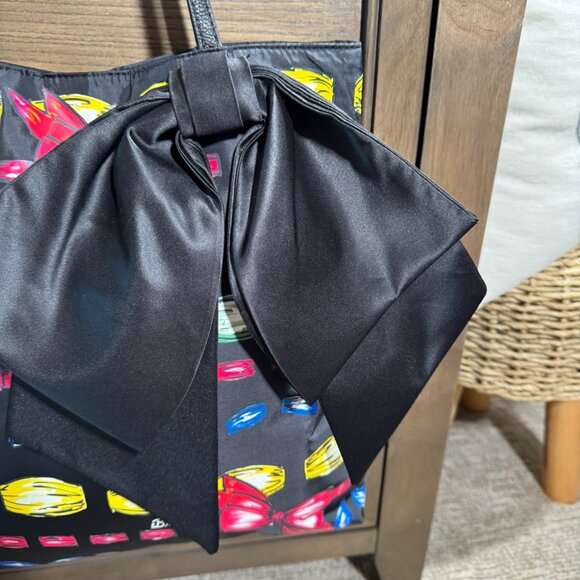 Brighton Take A Beau Black Multi-Color Bow Print Tote with Satin Bow - Picture 4 of 7